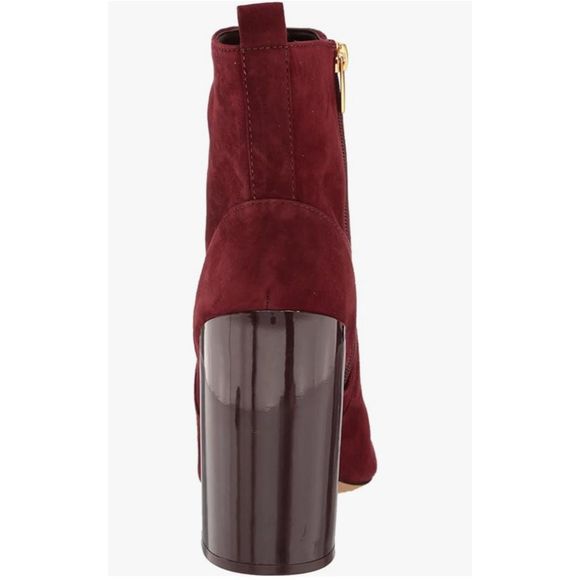VINCE CAMUTO Enverna Almond-Toe Block Heeled Burgundy Suede Boots size 7.5 NWIB - Picture 5 of 14